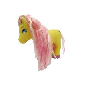 Pretty Crazy Curls Lucky the Little Pony Playmates Toys Horse 1998 Yellow VTG